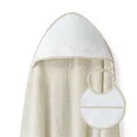 Okrycie kąpielowe 100x100 Punto 2 biały  beżowy ręcznik z kapturkiem + śliniaczek