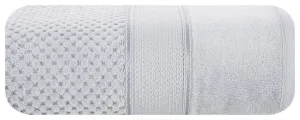 Ręcznik Jessi 50x90 srebrny frotte 500g/m2 z fakturą wytłaczanej krateczki i welurową bordiurą Eurofirany