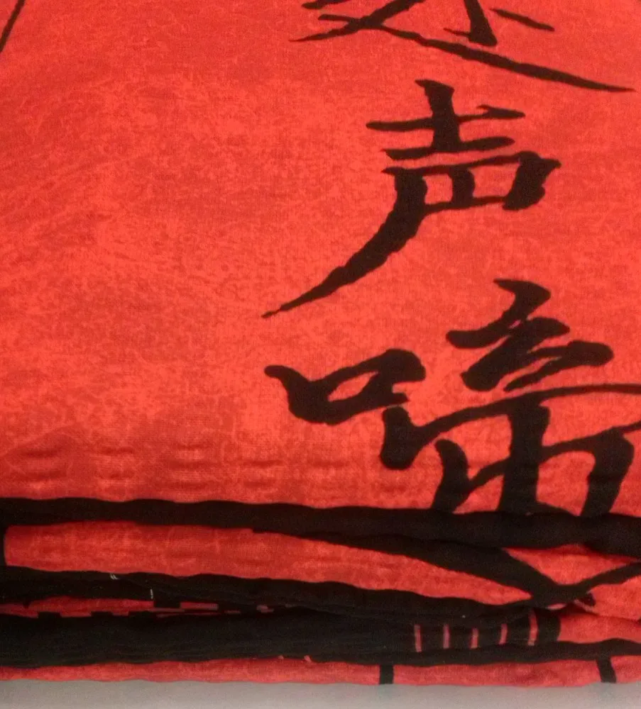 Pościel z kory 180x200 wzór chiński czerwono czarny