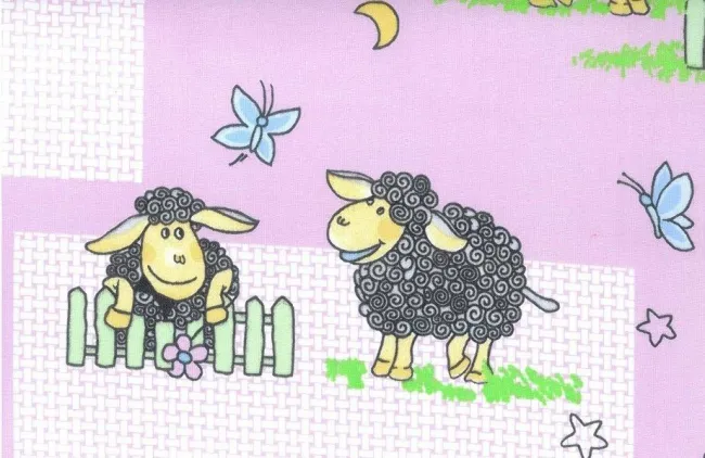 Pościel bawełniana 160x200 wrzosowa Czarne owce zagroda motyle gwiazdy