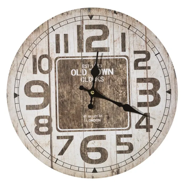 Zegar ścienny 34x34x4 Time 12 Old Town Londyn stare miasto tarcza ze starych deseczek