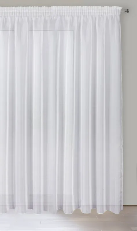 Firana 350x270 Alia biała z błyszczącą    nicią gotowa na taśmie F10 Eurofirany