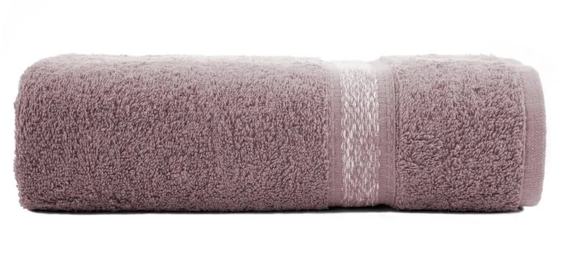 Ręcznik 50x90 Altea pudrowy różowy z ozdobną welurową bordiurą w pasy frotte 500 g/m2 Eurofirany
