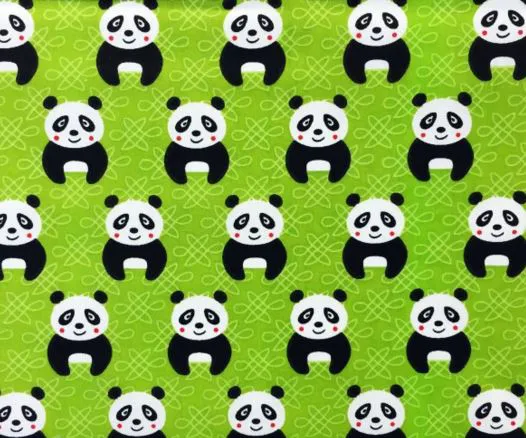 Pościel bawełniana 160x200 1008E Miś Panda Zielona - rzeczywiste kolory