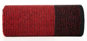 Ręcznik Leon 50x90  czarny czerwony z żakardowym wzorem w paski frotte 500g/m2 Eurofirany