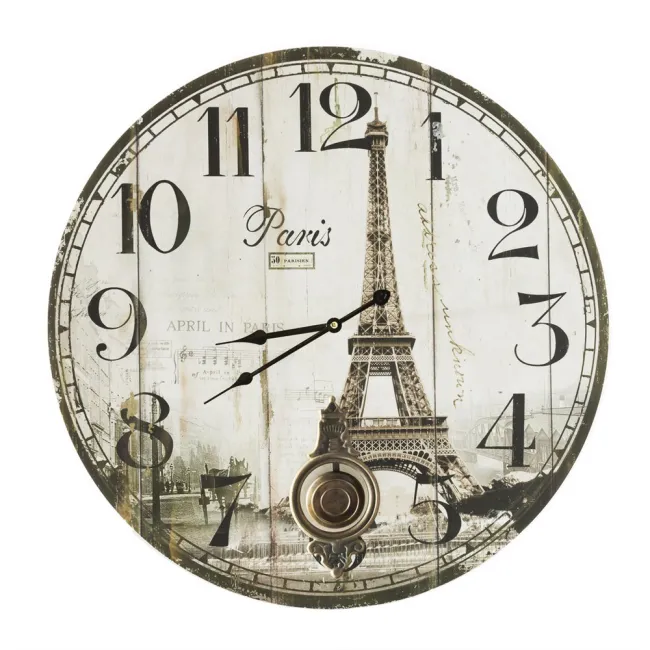 Zegar ścienny śr 60 cm Paris 02 Wieża Eiffla Paryż Paris Eurofirany