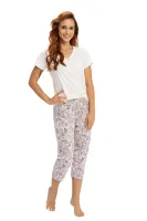 Piżama damska 636 ekri rozmiar: XL        krótki rękaw spodnie 3/4