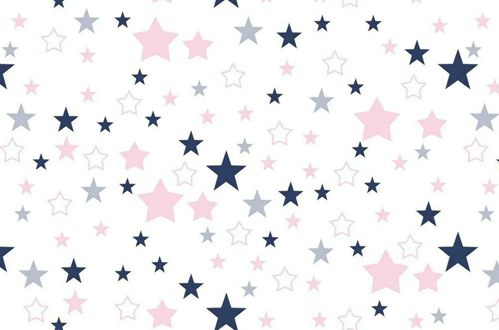 Pościel bawełniana 140x200 363K gwiazdki  biała różowa Kids 24