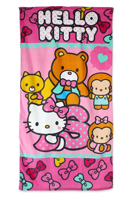 Ręcznik plażowy 70x140 Hello Kitty Kotek 2854 różowy dziecięcy