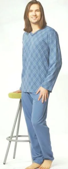 Piżama męska długa w serek 795 rozmiar XL niebieska Luna