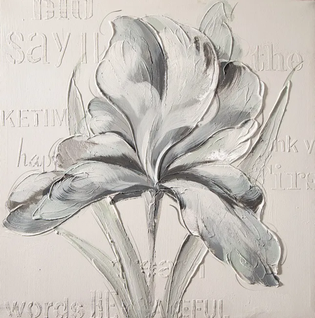 Obraz Irys 1 60x60 ręcznie malowany kwiat Eurofirany
