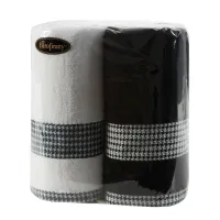 Komplet ręczników 2 cz. 2x50x90 biały  czarny 540 g/m2 frotte zestaw upominkowy 23