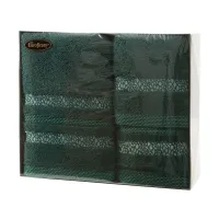 Komplet ręczników 3 cz. 30x50+50x90+70x140 zielony ciemny 500 g/m2 frotte zestaw upominkowy 23