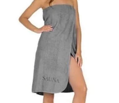 Ręcznik do sauny 80x150 Sauna szary jasny 42 haftowany napis 100% bawełna
