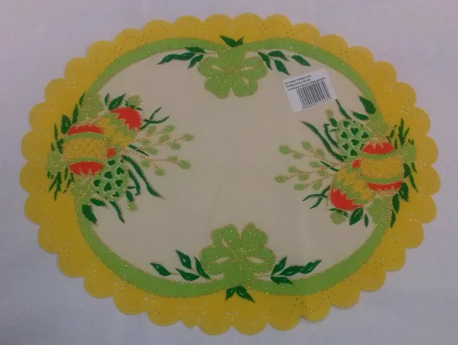 Serwetka świąteczna Wielkanocna 27x34 kremowo zielono żółte pisanki