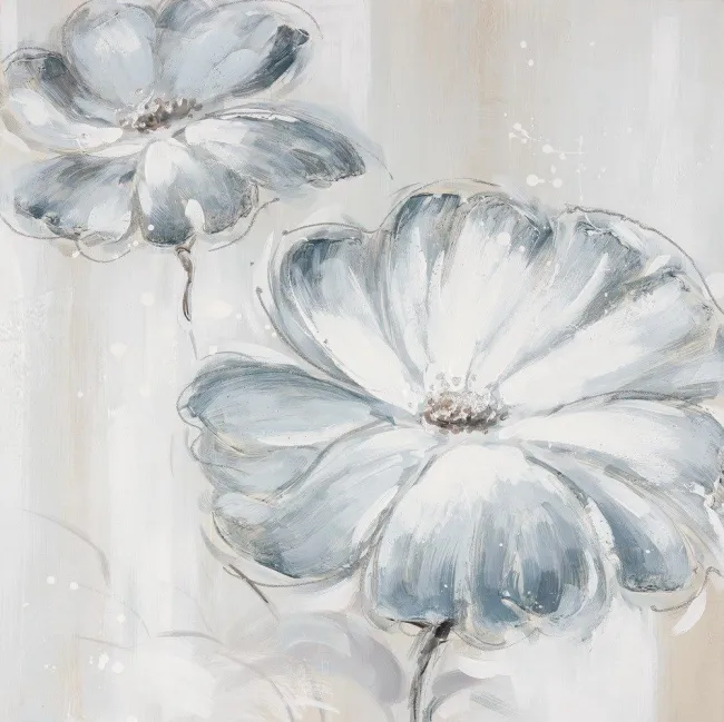 Obraz Fairy 3 60x60 ręcznie malowany niebieskie kwiaty Eurofirany