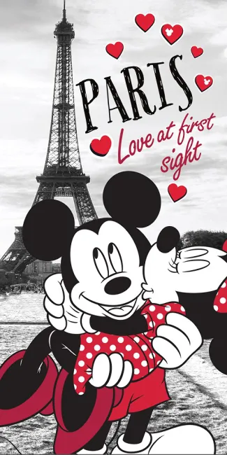 Ręcznik plażowy 70x140 Myszka Mini i Miki 0525 w Paryżu Minnie Mickey Mouse Paris bawełniany