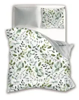 Pościel bawełniana 220x200 biała zielona szara listki gałązki 005 Fashion 23 Faro