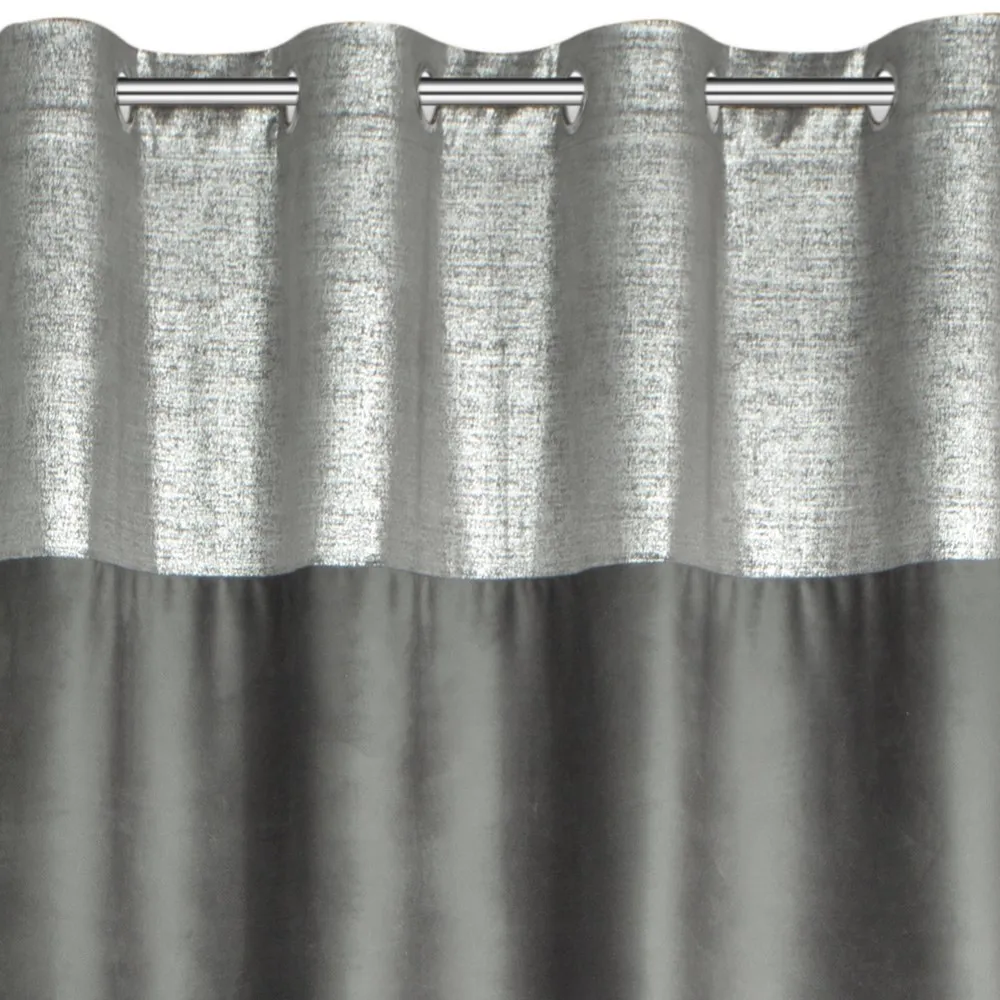 Zasłona 140x250 Peri stalowa srebrna gotowa na przelotkach Eurofirany