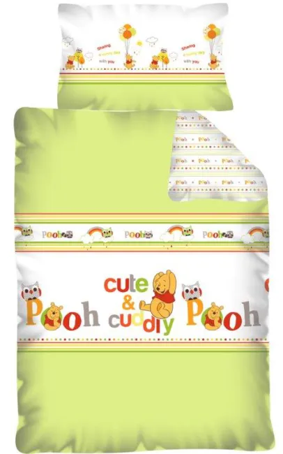 Pościel Kubuś Puchatek i Sowa Zielona Cute Pooh Cuddly Sowa 100x135 Pościel do przedszkola, żłobka, łóżeczka  Bajki 01