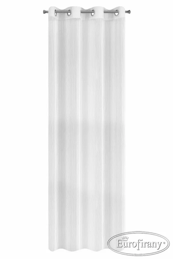 Zasłona gotowa na przelotkach 140x250 Rodos biała w prążki Eurofirany