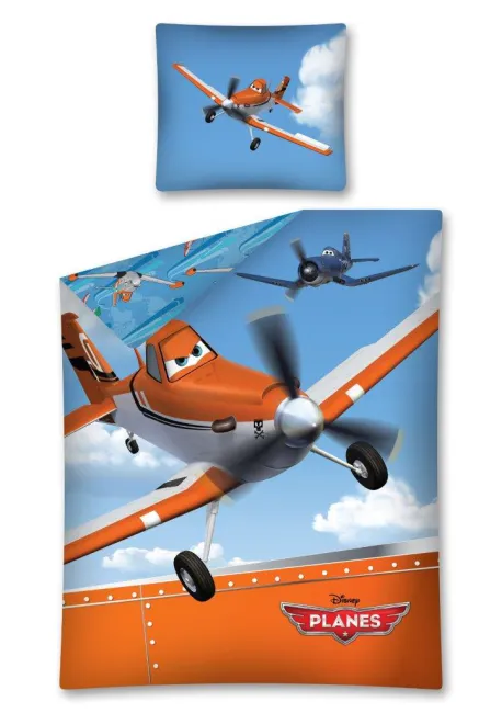 Pościel bawełniana 140x200 Samoloty Planes PL 02 DC z poszewką 80x80