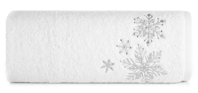 Ręcznik Santa 50x90 biały srebrny  gwiazdki świąteczny 13 450 g/m2 Eurofirany