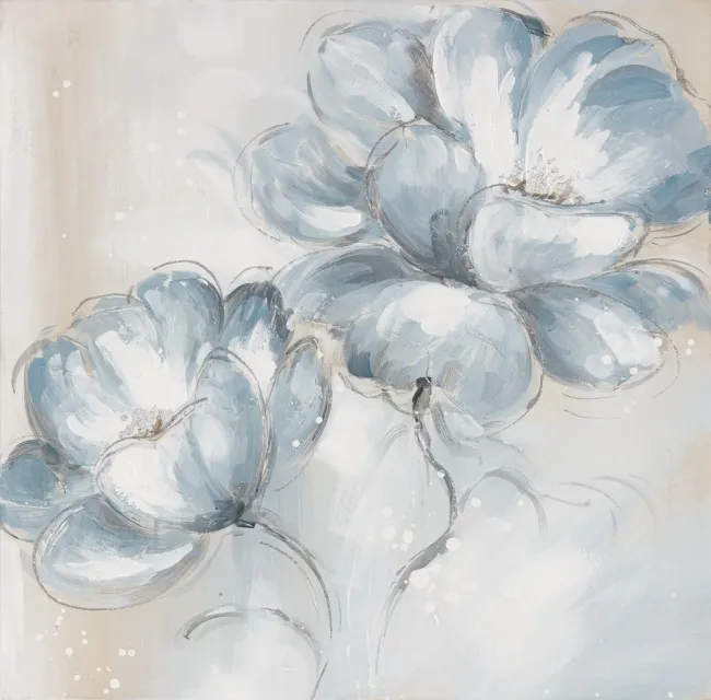 Obraz Fairy 2 60x60 ręcznie malowany niebieskie kwiaty Eurofirany