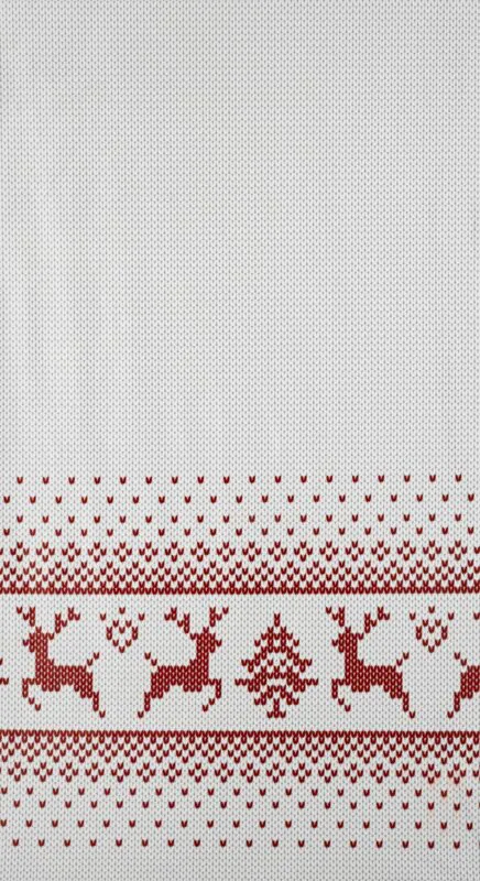 Zasłona 140x250 Noel świąteczna biała     czerwona renifery welurowa gotowa na przelotkach Eurofirany