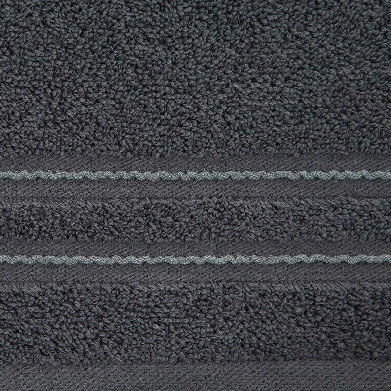 Ręcznik Emina 30x50 grafitowy zdobiony  stebnowaną bordiurą 500 g/m2 Eurofirany