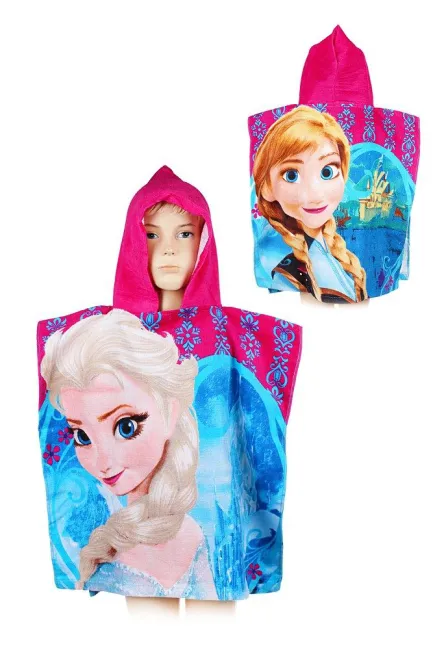 Poncho dla dzieci 55x110 Frozen Kraina Lodu 5977 Anna Elsa ręcznik z kapturem