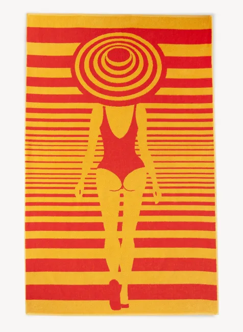 Ręcznik plażowy 100x160 Bikini 8134/1 żółto czerwony 380 g/m2 Zwoltex