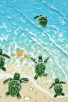 Ręcznik plażowy 75x150 Caretta żółwie  turkusowy zielony Plaża 23