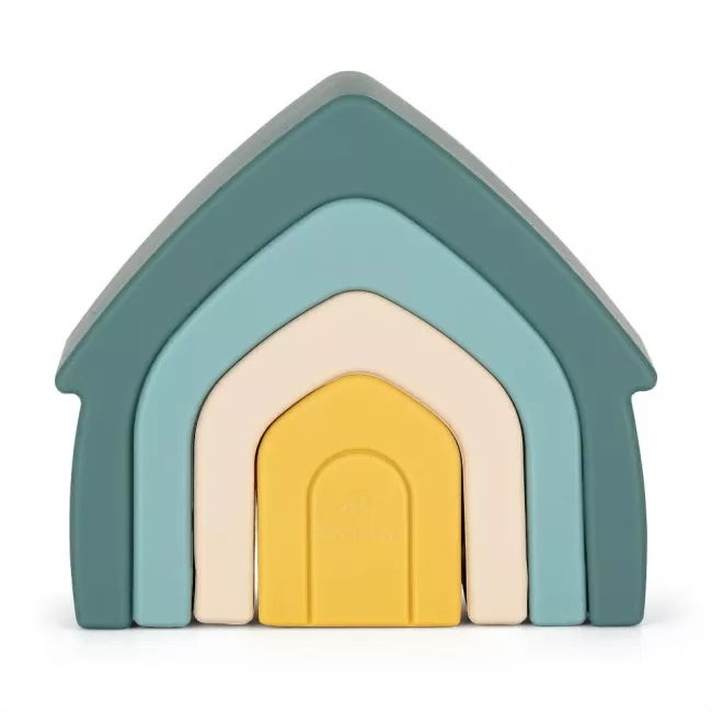 Zabawka układanka silikonowa House domek  zielony 12m+ PETITE&MARS