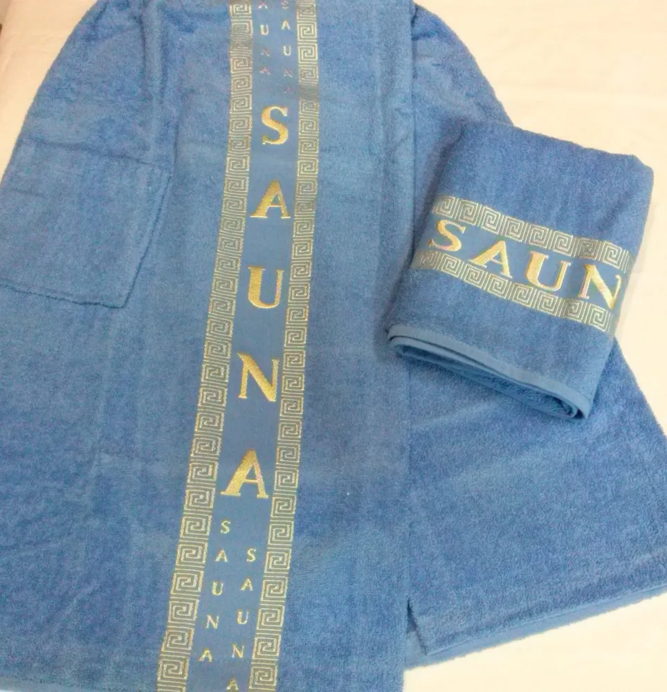 Sauna komplet męski 2 części niebieski sukienka i ręcznik 50x90 One Size
