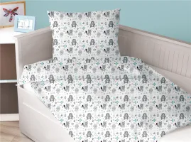 Pościel bawełniana 100x140 Animals zwierzęta biała szara miętowa dziecięca do łóżeczka Premium