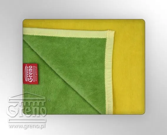 Koc bawełniano-akrylowy 150x200 żółty zielony Glamour Greno