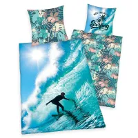 Pościel bawełniana 140x200 Surfer Hawaje poszewka morska niebieska 70x90 H23