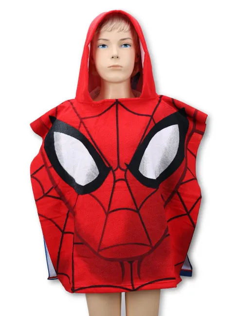 Poncho dla dzieci 55x110 Spiderman 7880 Człowiek Pająk ręcznik z kapturem