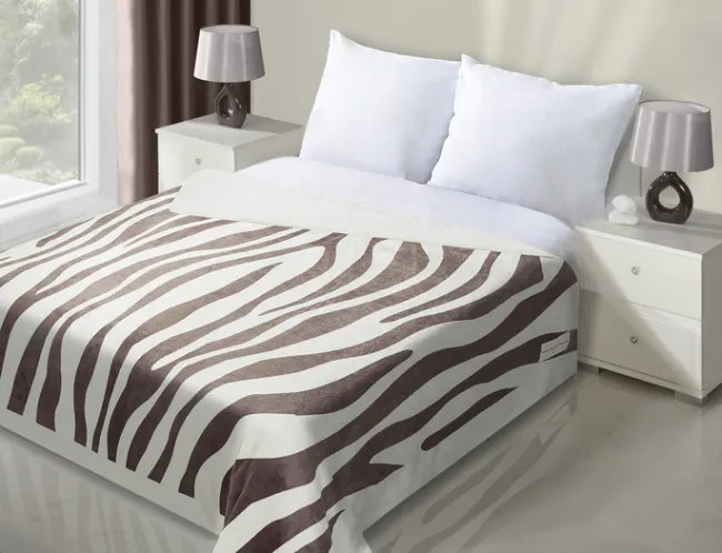 Narzuta na łóżko 170x210 Zebra brązowa pluszowa Eurofirany