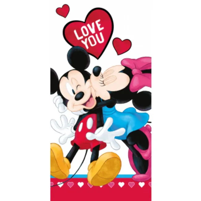 Ręcznik plażowy 70x140 Myszki Mini i Miki 1362 miłość serca na Walentynki bawełniany