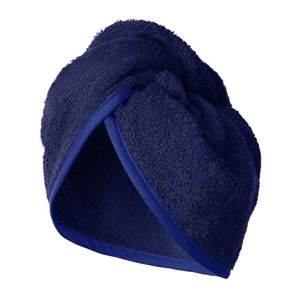 Turban kąpielowy 65x23 granatowy frotte  new ręcznik do włosów na głowę