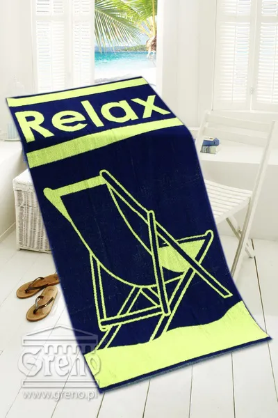 Ręcznik plażowy 80x160 Relax limonka leżak Greno
