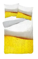 Pościel z mikrofibry 3D 160x200 żółta biała piwo z pianką 4219 A mikro 07