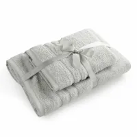 Komplet ręczników 2 szt Loca srebrny upominkowy frotte 480g/m2 Eurofirany