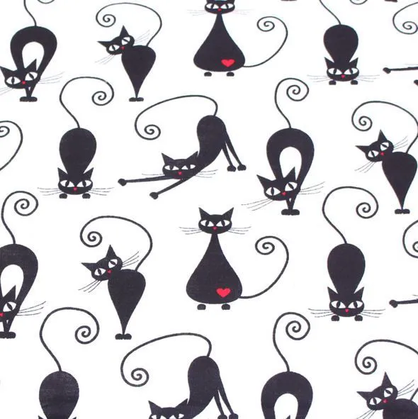 Pościel bawełniana Koty 160x200 wzór 51N Kot Kotki Kotek Czarny Nowość