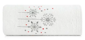Ręcznik Santa 50x90 biały srebrny         gwiazdki świąteczny 10 450 g/m2 Eurofirany