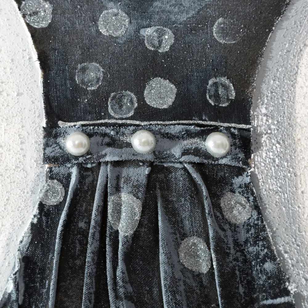Obraz Dress 2a 60x90 ręcznie malowany kolaż czarna sukienka w grochy Eurofirany