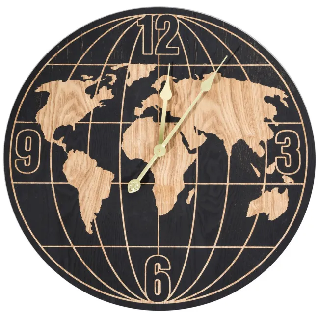 Zegar ścienny 60x60x5 Vintage 02 World Map rustykalna czerń