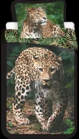 Pościel bawełniana 140x200 Leopard Lampart pantera liście palmy monstery zielone 5031 poszewka 70x90